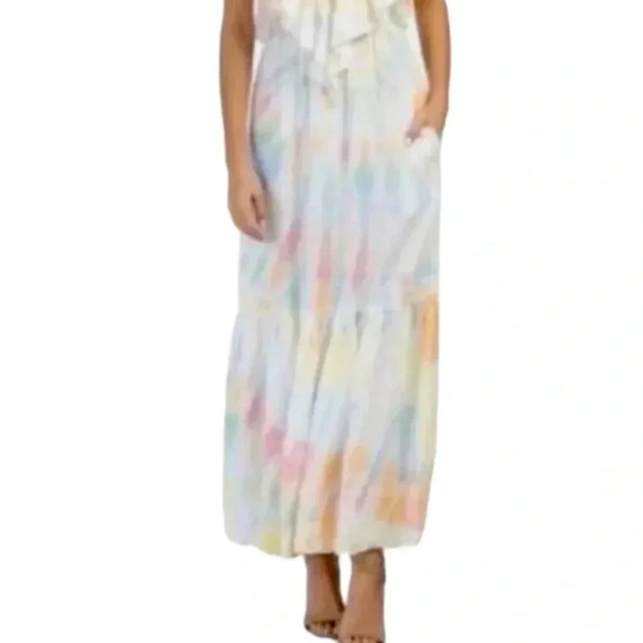 Young Fabulous & Broke Cruz Open Back Ruffled Maxi Dress Papaya Summer of Love S - Picture 4 of 16